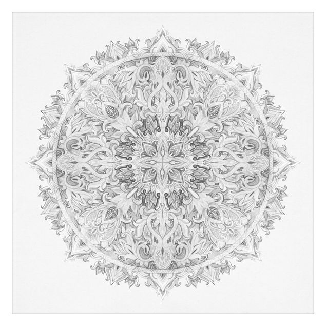 Papel de pared Mandala Watercolour Ornament Black And White
