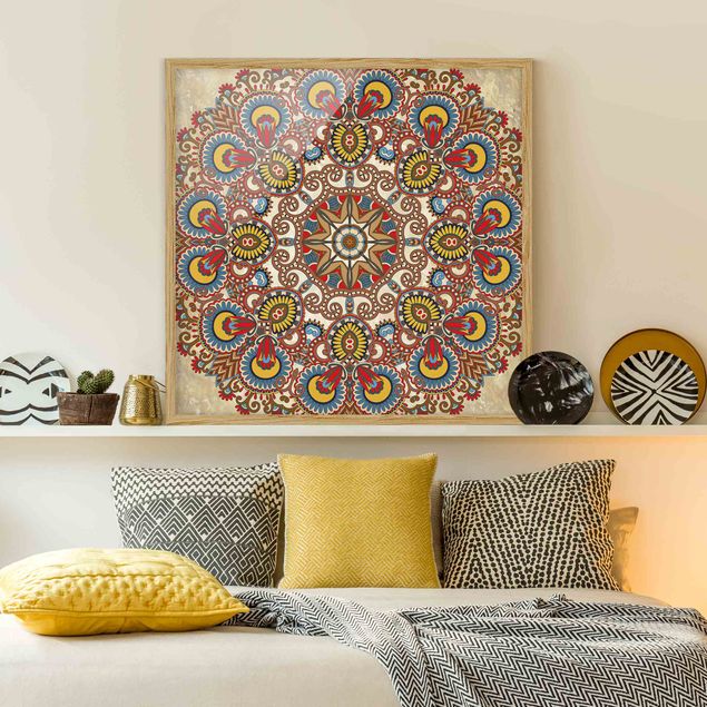 Pósters enmarcados abstractos Coloured Mandala