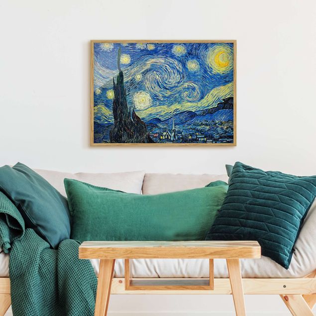 Pósters enmarcados de cuadros famosos Vincent Van Gogh - The Starry Night