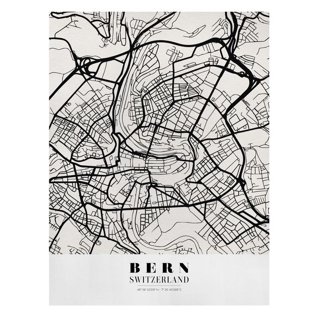 Cuadros a blanco y negro Bern City Map - Classical