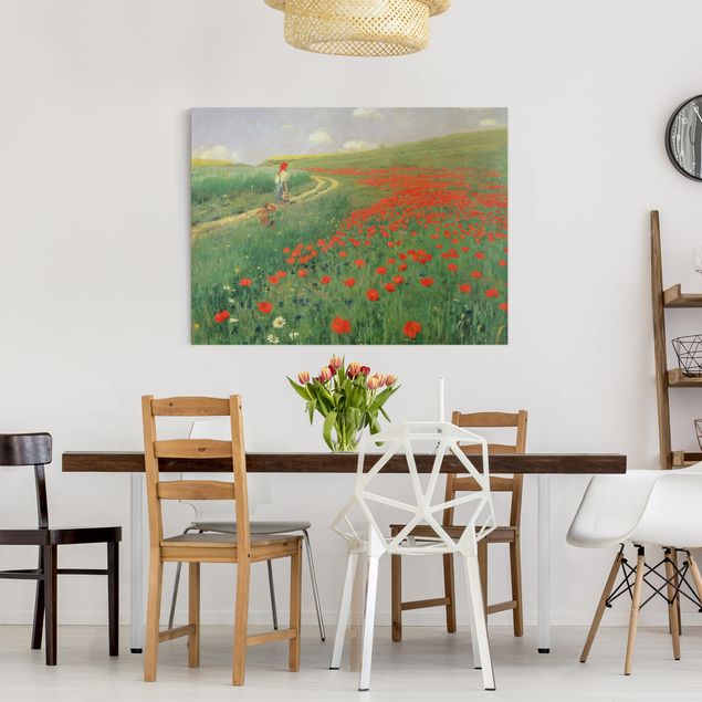 Lienzos de amapolas Pál Szinyei-Merse - Summer Landscape With A Blossoming Poppy