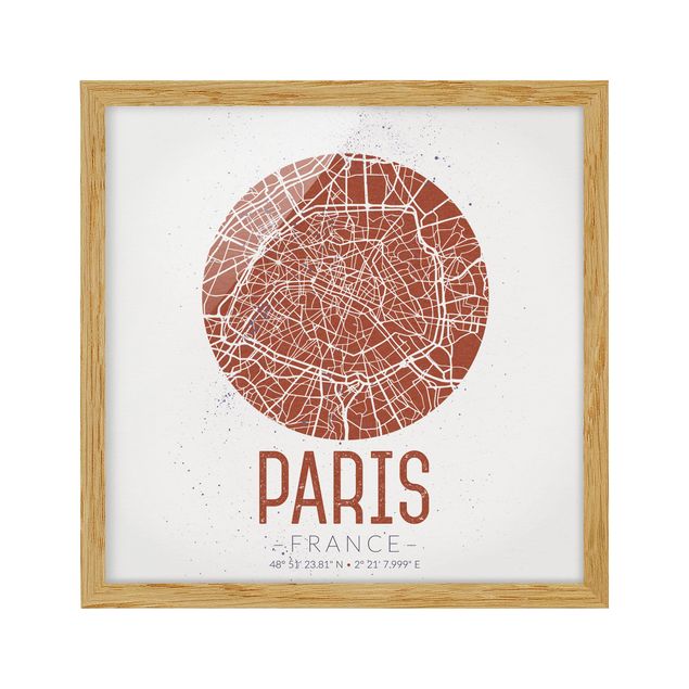 Pósters enmarcados de mapamundi City Map Paris - Retro