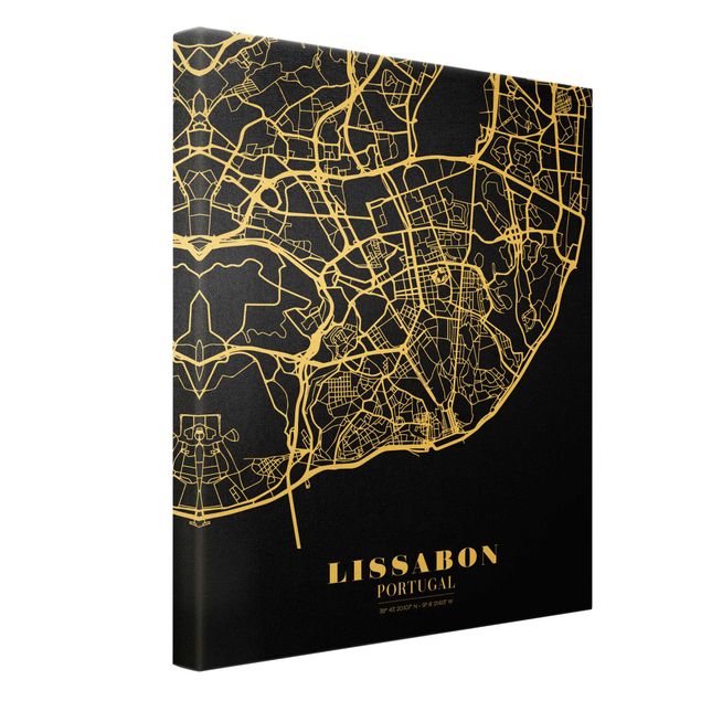 Lienzos Lisbon City Map - Classic Black