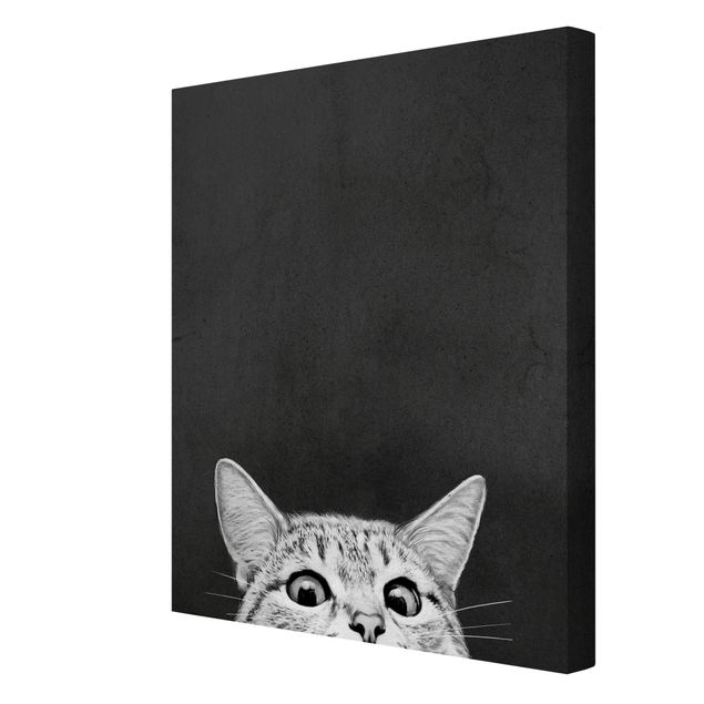 Lienzos blanco y negro Illustration Cat Black And White Drawing