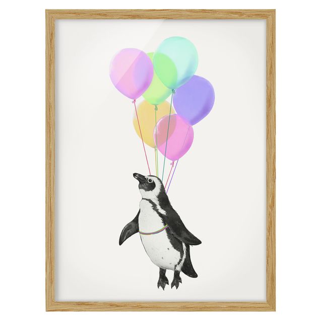 Cuadros modernos Illustration Penguin Pastel Balloons