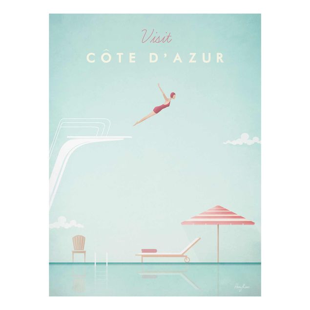 Cuadros de cristal arquitectura y skyline Travel Poster - Côte D'Azur