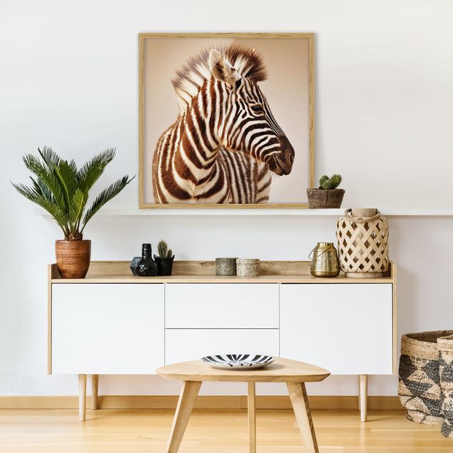 Pósters enmarcados abstractos Zebra Baby Portrait