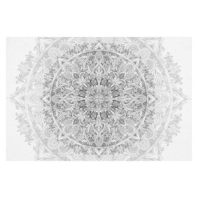 Papeles pintados Mandala Watercolour Ornament Pattern Black White