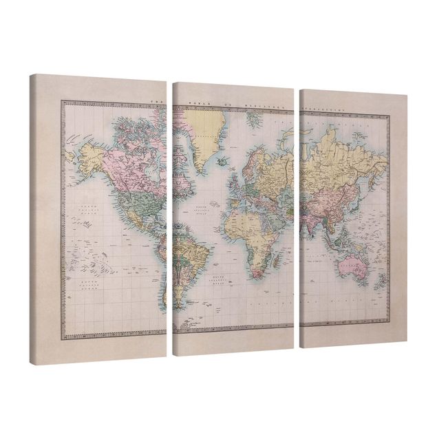 Lienzos de mapamundi Vintage World Map Around 1850