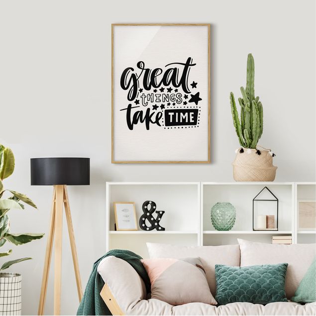 Pósters enmarcados con frases Great Things Take Time