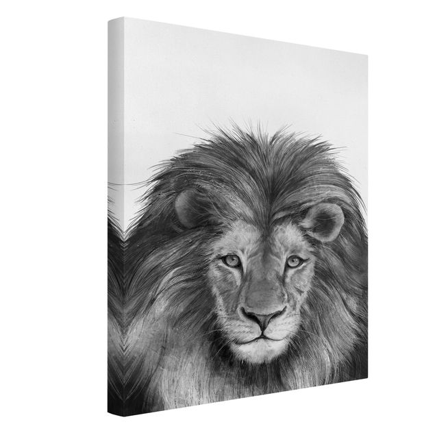 Cuadro de león Illustration Lion Monochrome Painting