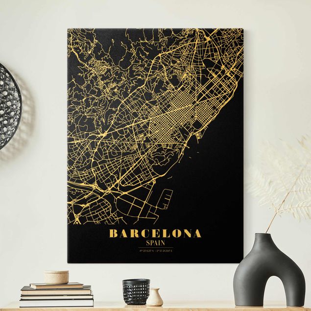Cuadros ciudades Barcelona City Map - Classic Black