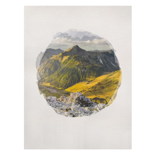 Lienzos de paisajes WaterColours - Mountains And Valley Of The Lechtal Alps In Tirol