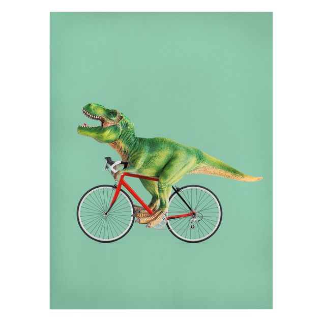 Lienzos de animales Dinosaur With Bicycle