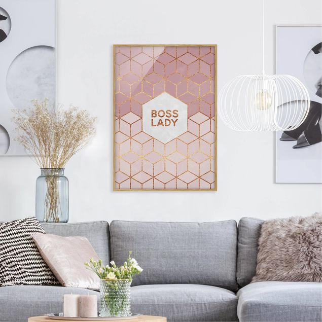 Pósters enmarcados de cuadros famosos Boss Lady Hexagons Pink