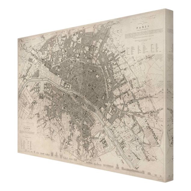 Lienzos de mapamundi Vintage Map Paris
