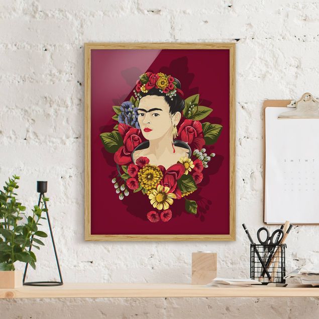 Pósters enmarcados de cuadros famosos Frida Kahlo - Roses
