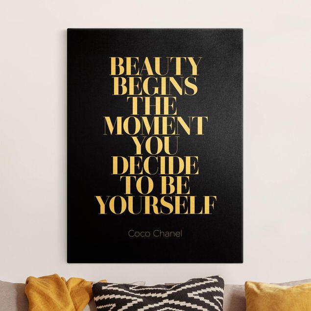 Lienzo frases Be yourself Coco Chanel Black