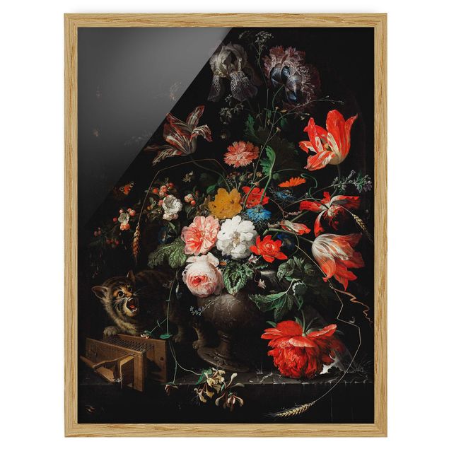 Pósters enmarcados flores Abraham Mignon - The Overturned Bouquet