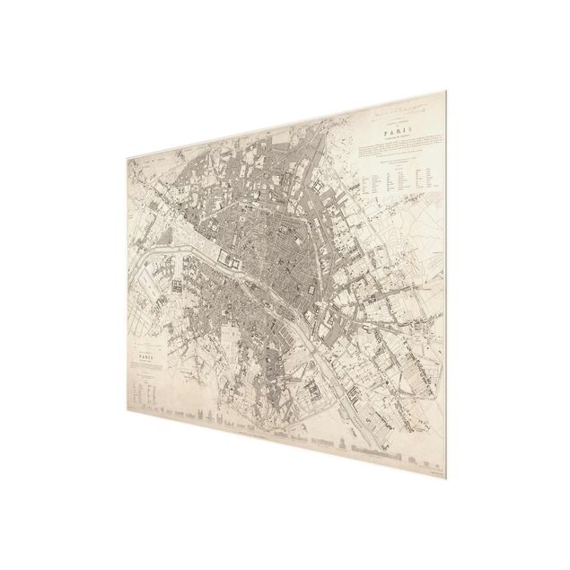 Cuadros de cristal mapamundi Vintage Map Paris