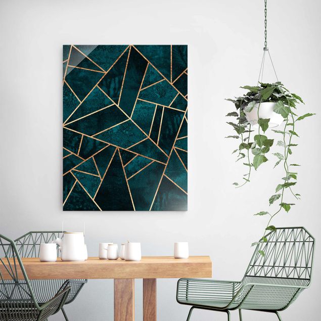 Cuadros de cristal abstractos Dark Turquoise With Gold