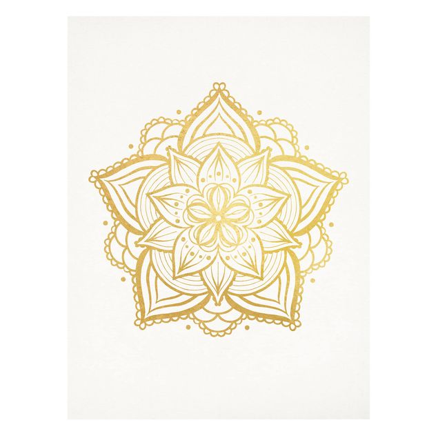 Cuadros decorativos Mandala Flower Illustration White Gold