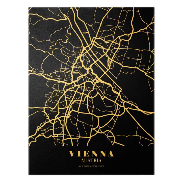 Cuadros modernos Vienna City Map - Classic Black
