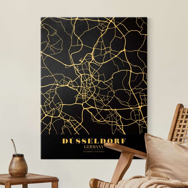 Decoración de cocinas Dusseldorf City Map - Classic Black