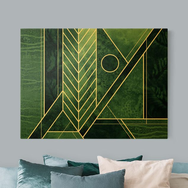 Cuadros verdes Golden Geometry - Emerald