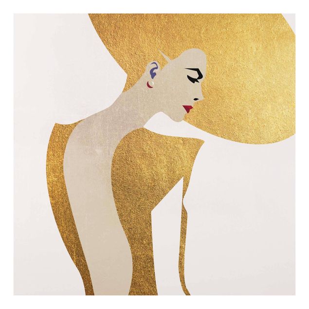 Cuadros de Kubistika Lady With Hat Golden
