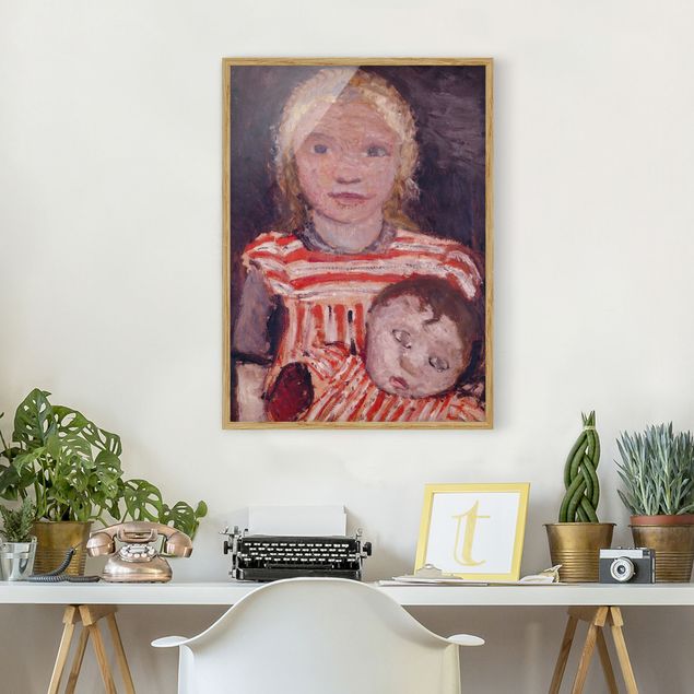 Pósters enmarcados de cuadros famosos Paula Modersohn-Becker - Girl with Doll