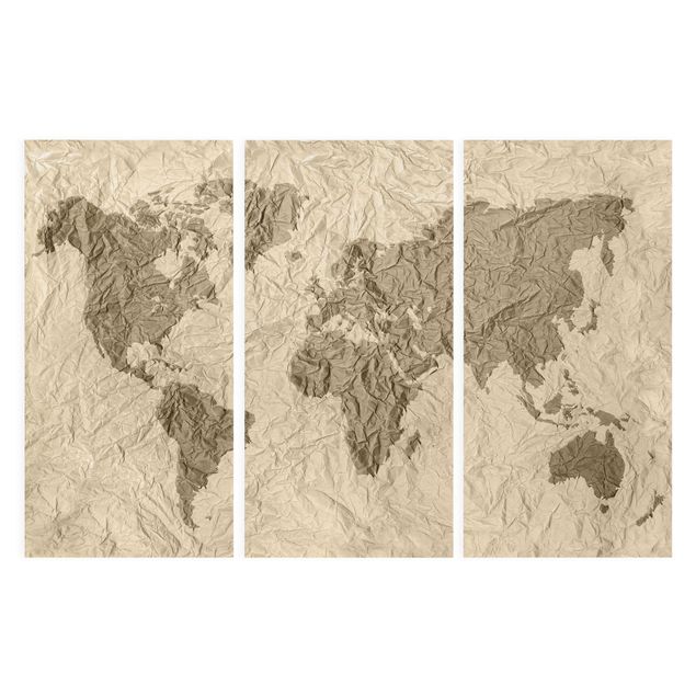 Cuadros arquitectura Paper World Map Beige Brown
