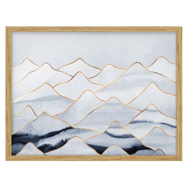 Cuadro con paisajes Watercolour Mountains White Gold