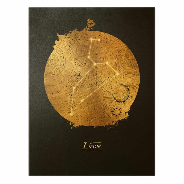 Cuadros modernos Zodiac Sign Leo Gray Gold
