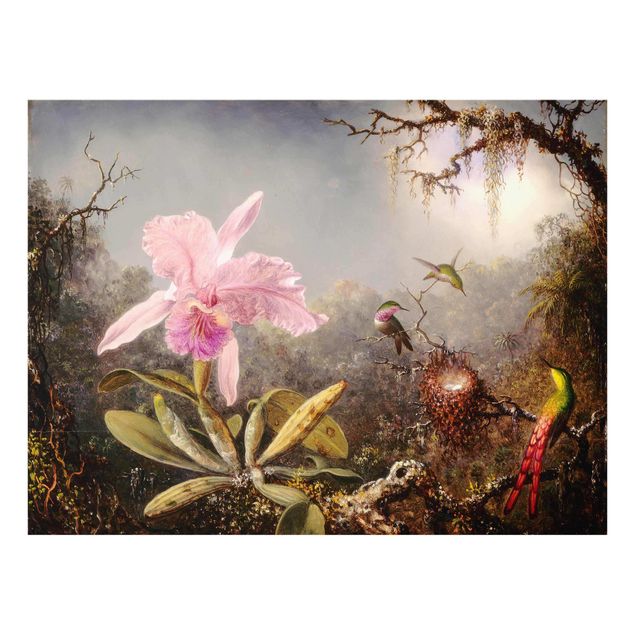 Estilos artísticos Martin Johnson Heade - Orchid And Three Hummingbirds