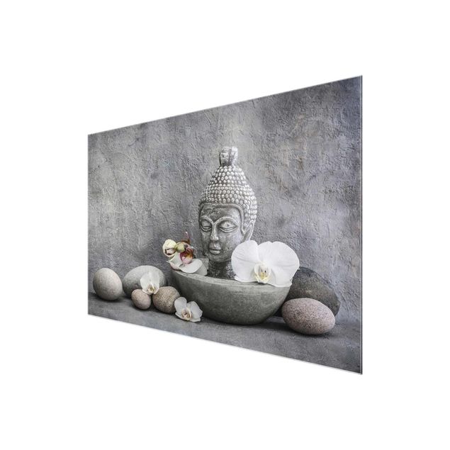 Cuadros zen para baños Zen Buddha, Orchid And Stone