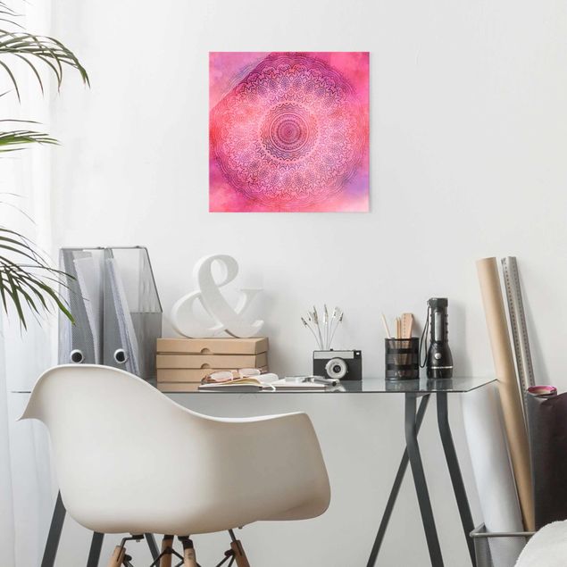 Láminas de cuadros famosos Watercolour Mandala Light Pink Violet