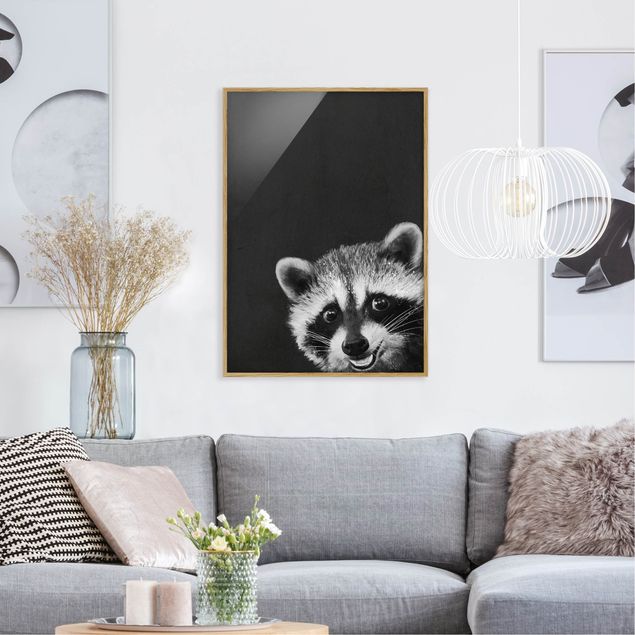 Decoración cocina Illustration Racoon Black And White Painting