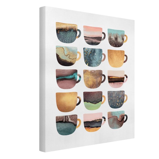 Lienzos de cuadros famosos Colourful Coffee Mugs With Gold