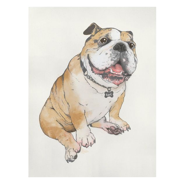 Lienzos de cuadros famosos Illustration Dog Bulldog Painting