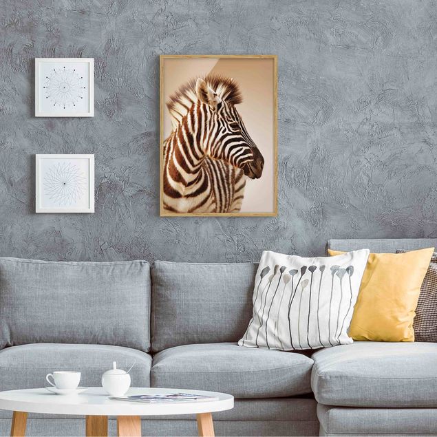 Pósters enmarcados de animales Zebra Baby Portrait