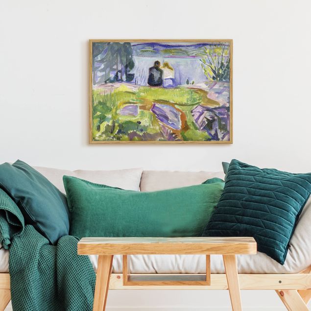 Pósters enmarcados de cuadros famosos Edvard Munch - Spring (Love Couple On The Shore)