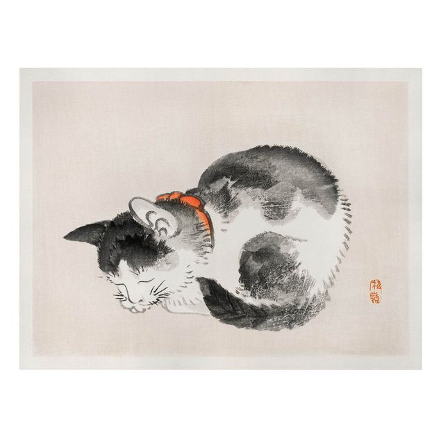 Lienzos vintage Asian Vintage Drawing Sleeping Cat