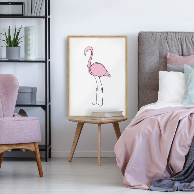 Cuadros decorativos modernos Flamingo Line Art