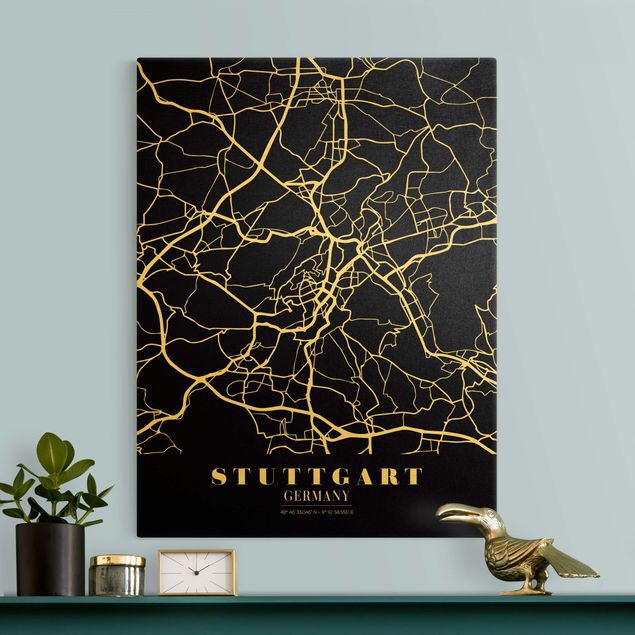 Cuadro de mapamundi Stuttgart City Map - Classic Black