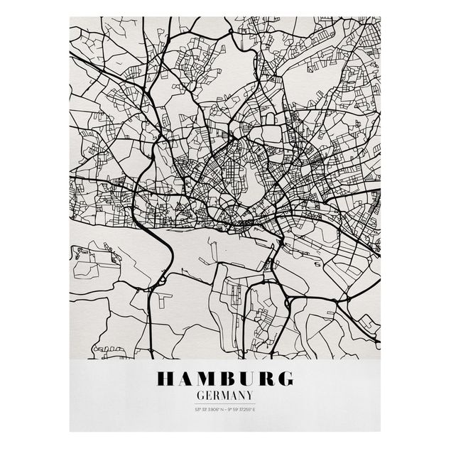 Cuadros mapamundi Hamburg City Map - Classic
