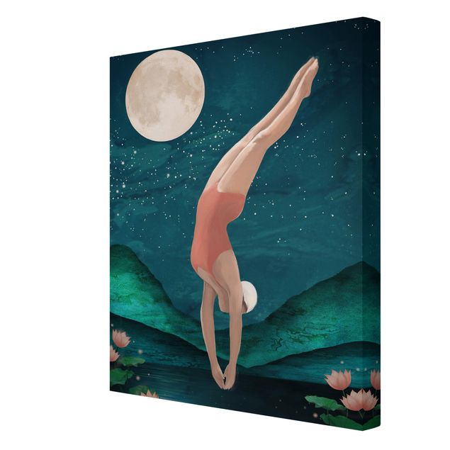 Cuadros azules Illustration Bather Woman Moon Painting