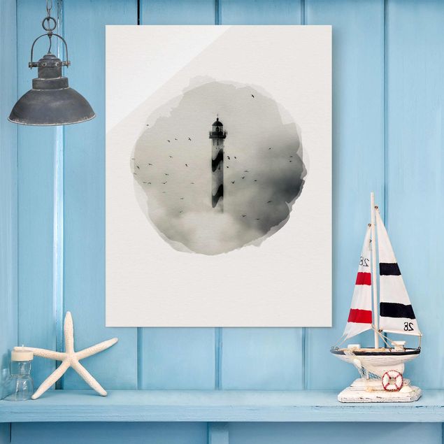 Cuadros a blanco y negro WaterColours - Lighthouse In The Fog