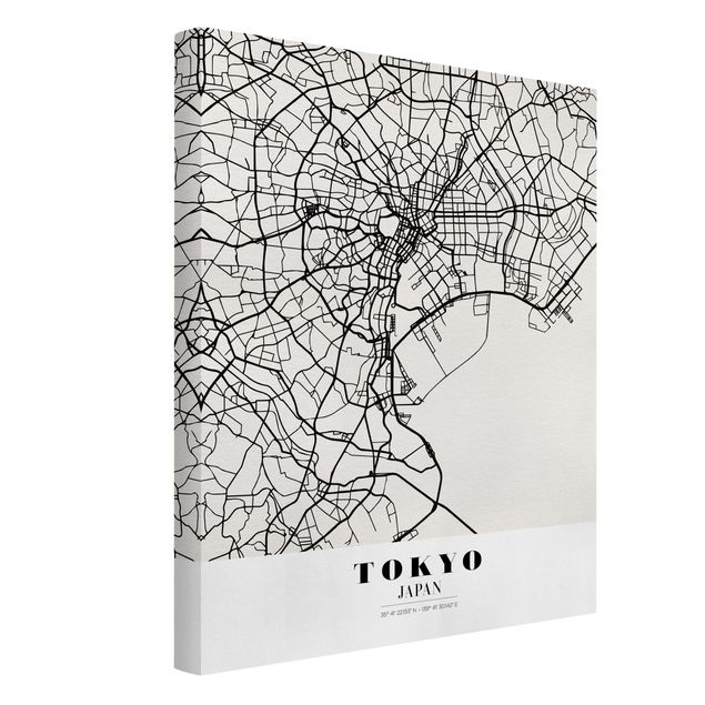 Lienzos blanco y negro Tokyo City Map - Classic