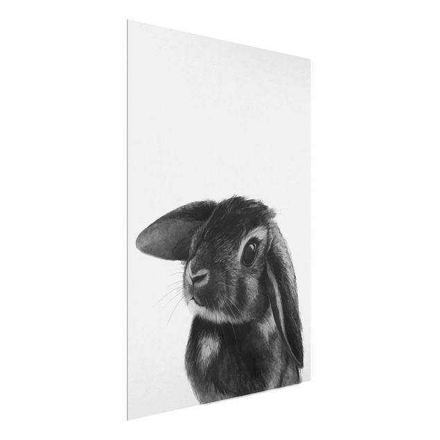 Cuadros de cristal animales Illustration Rabbit Black And White Drawing